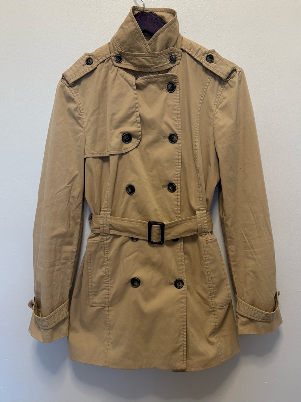 Zara Basic Tan Double Breasted Trench Coat